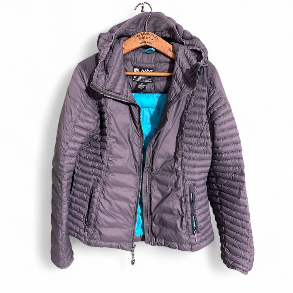 KUHL Women's Goose Down Spyfire Hooded Puffer Jacket Size M Shows Wear